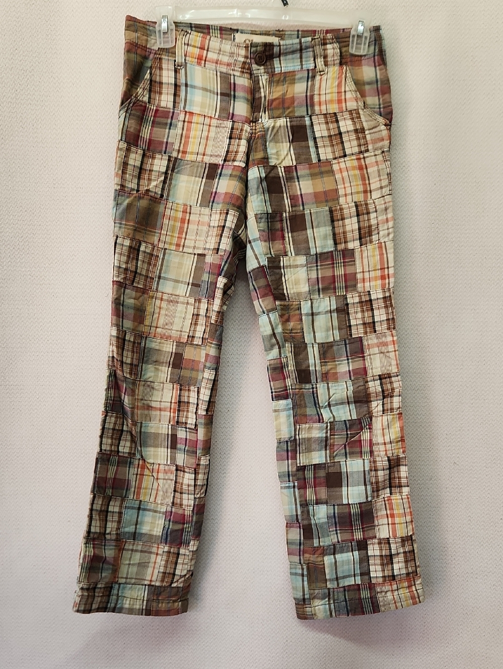 Chor Multicolor Plaid Cotton Pants - Brown, Red, Yellow